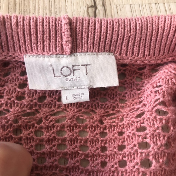 Loft Dusty Pink Open Knit Short Sleeve Duster Cardigan - Picture 4 of 7